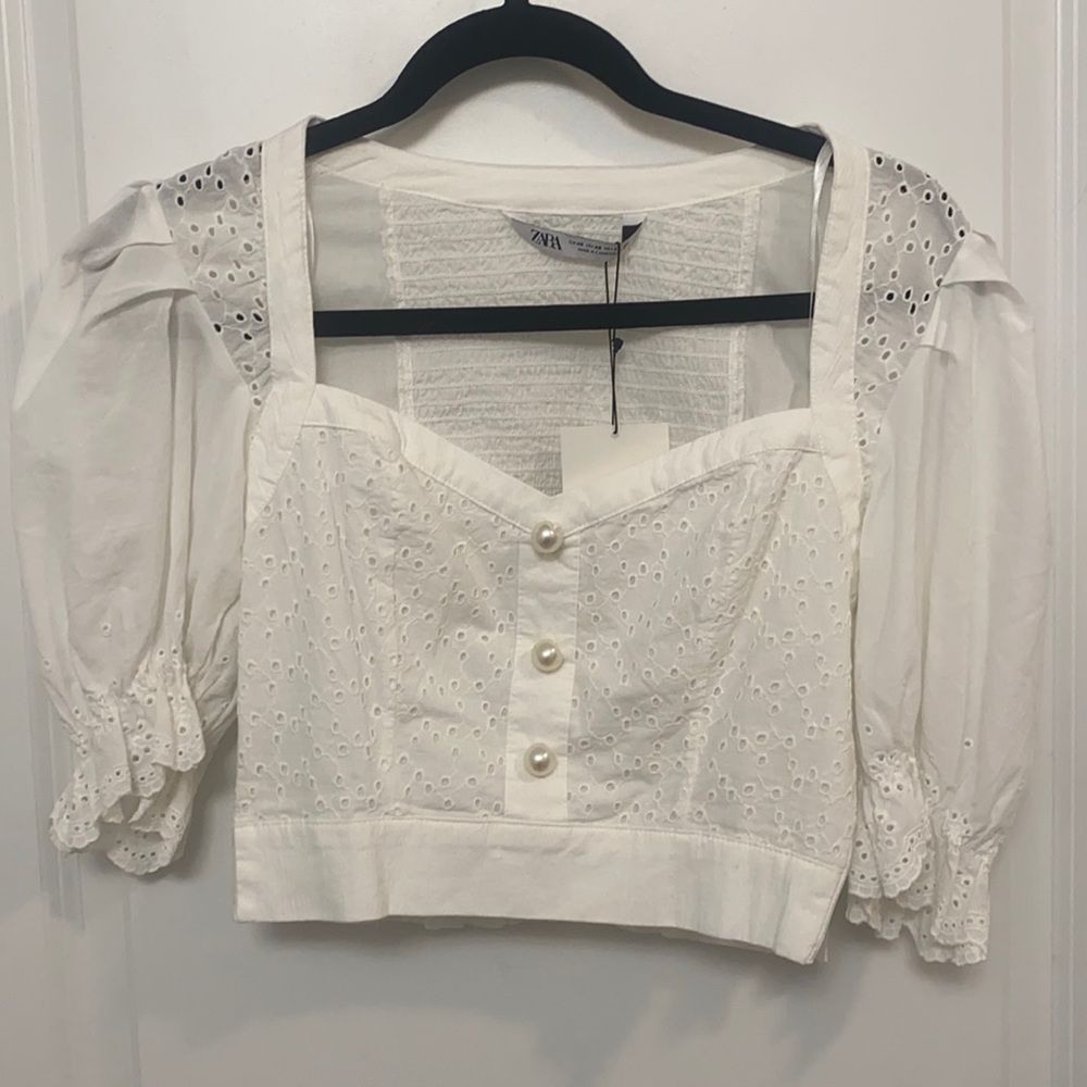 Zara White Pearl Top